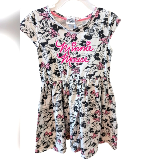 Disney Minnie Mouse Graphic Dress White And Pink Cotton SZ 28 Eu 7/8 US - Picture 2 of 6